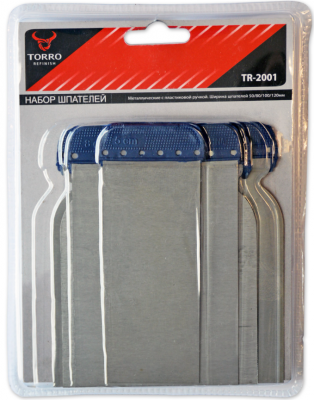Набор шпателей металл с пластиковой ручкой TORRO 50/80/100/120мм фото в интернет магазине Новакрас.ру
